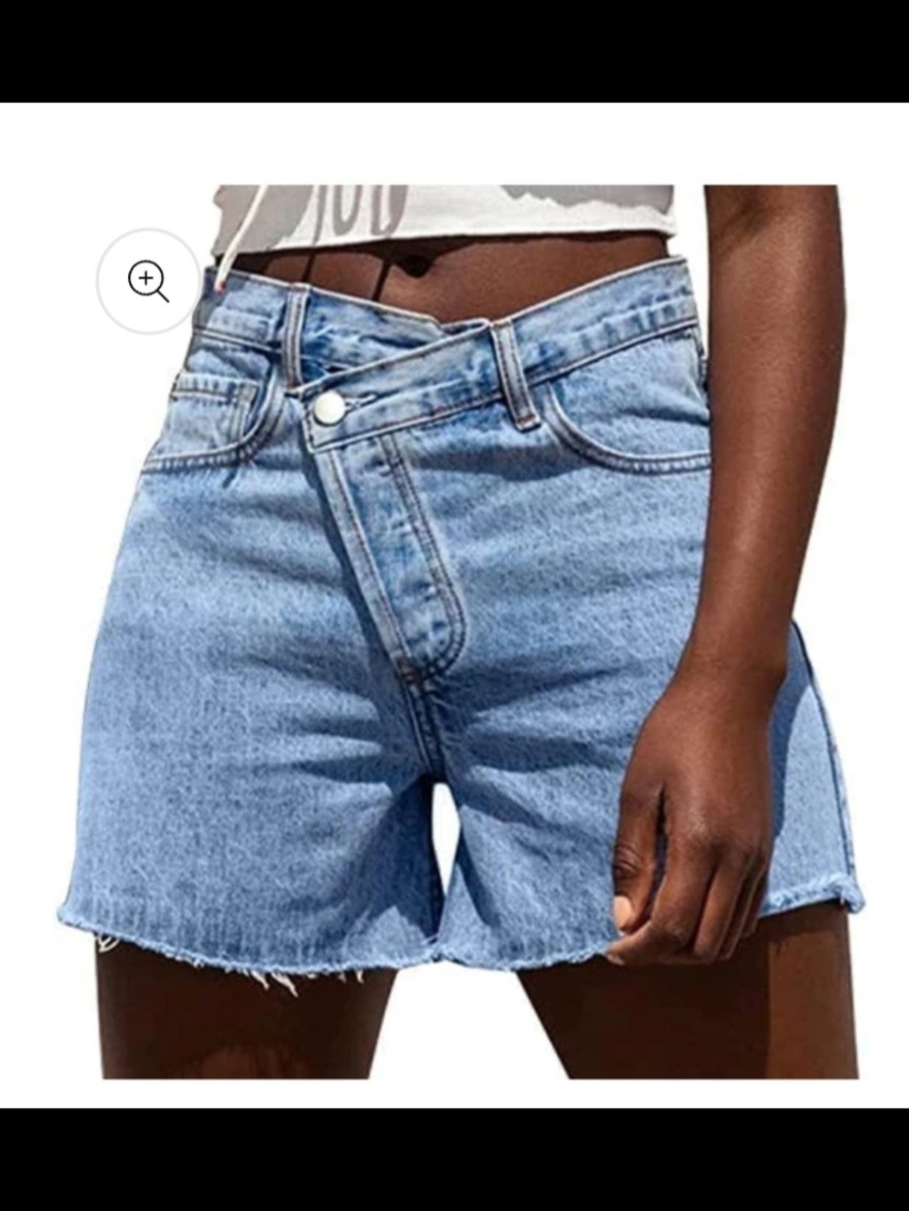 Light Blue Denim High-Waist Shorts